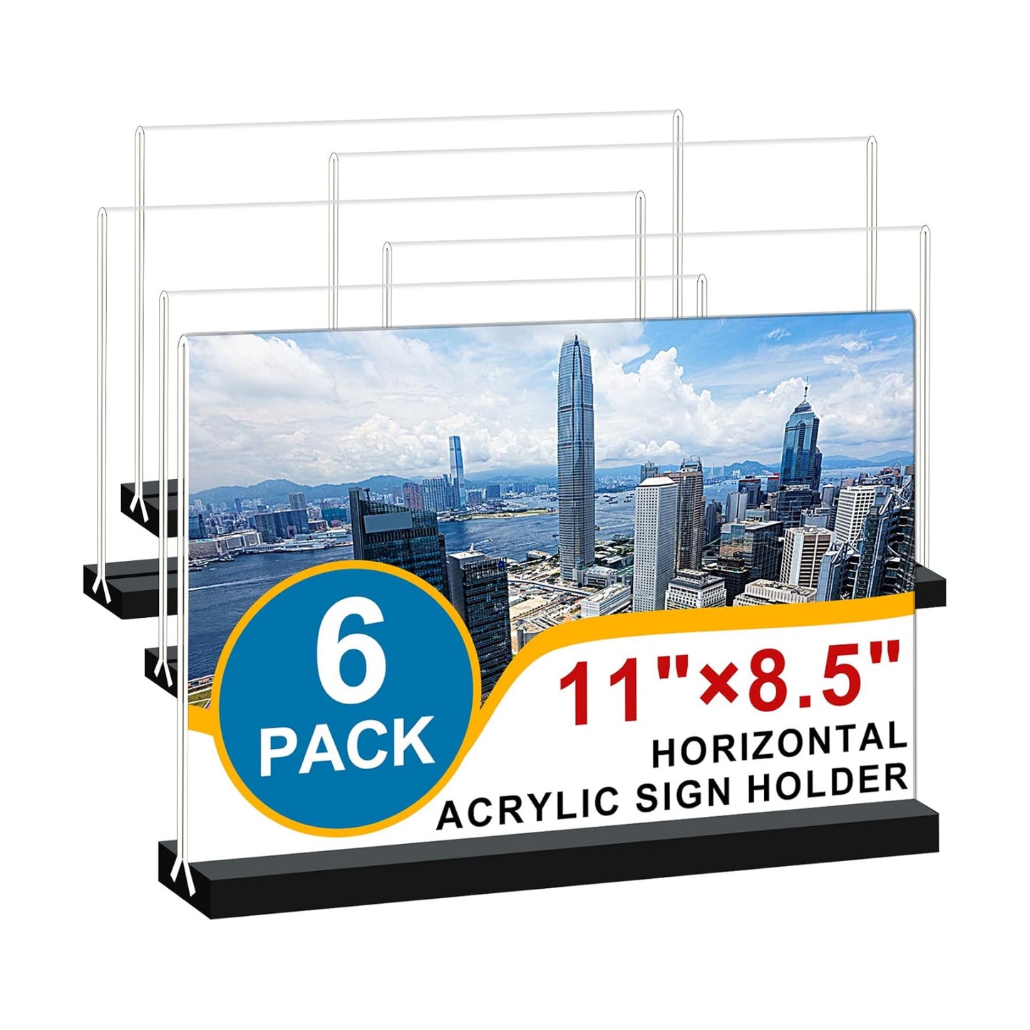 Acrylic Sign Holder 11x8.5 '' Horizontal T-Shaped Clear Double-Sided Table Menu Stands Plastic Picture Frames Display