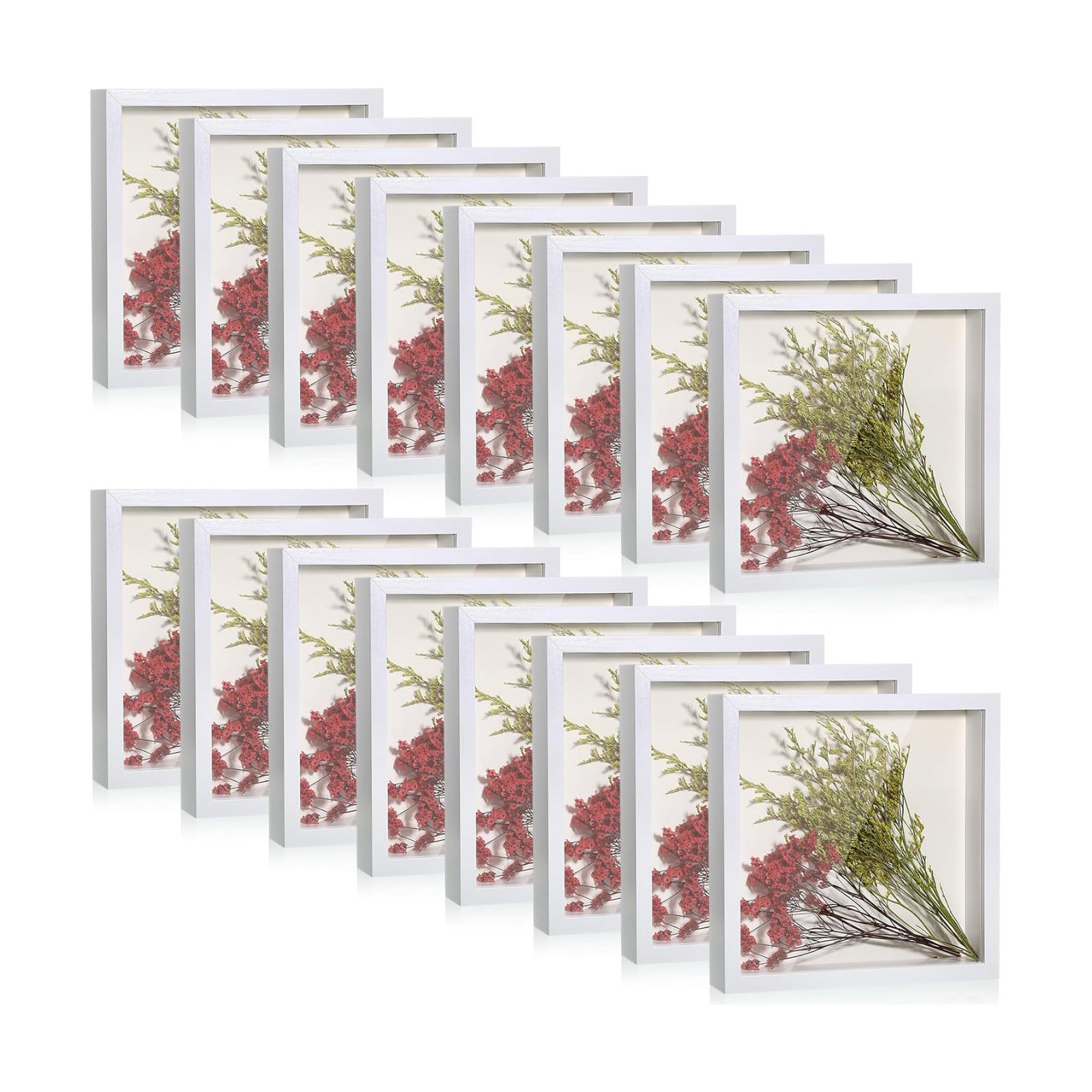Ripeng 16 Pack 8x8 Inch Shadow Cases Frame Display Box, Deep Picture Frames for Wedding Bouquet, Memorabilia, Teacher
