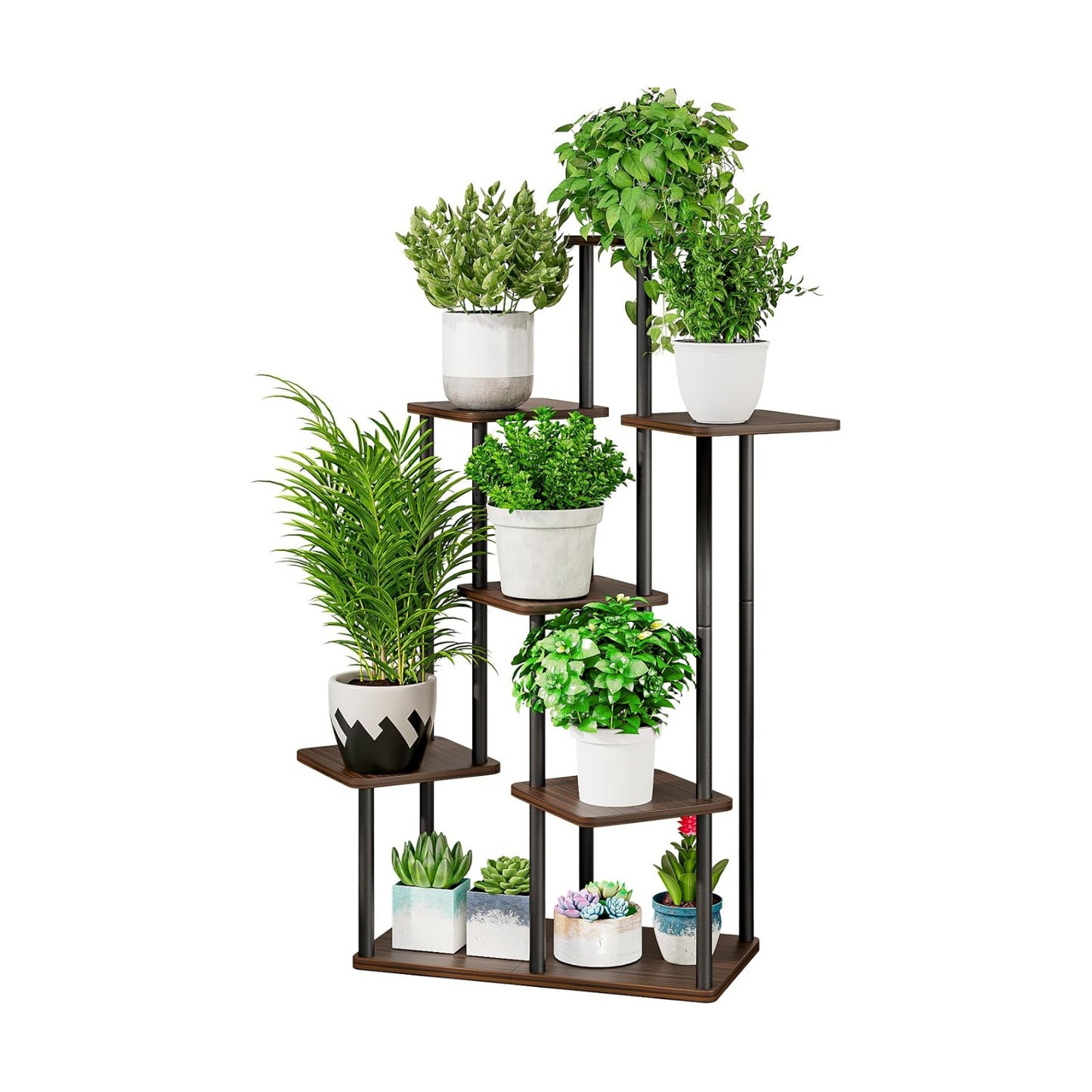 7 Tier Tall Plant Stand Indoor Corner Tiered Shelf Metal MDF Board | Sturdy Metal Frame,Space-saving Tiered Design
