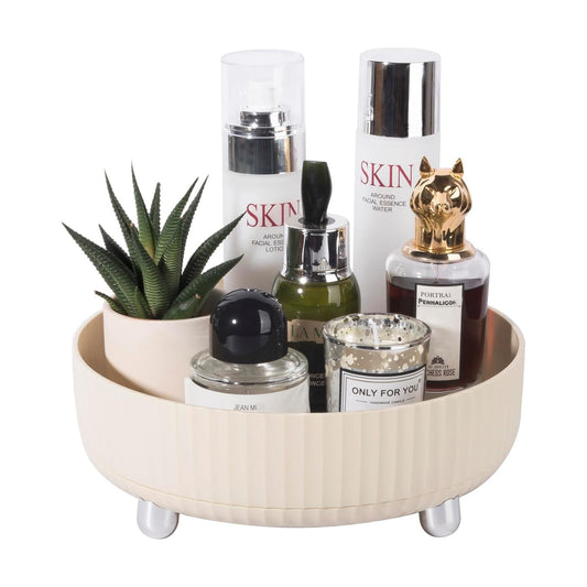 Makeup Perfume Organizer Tray 360 Degree Rotating Lazy Susan Skincare Lotion / Beige / Set of 9