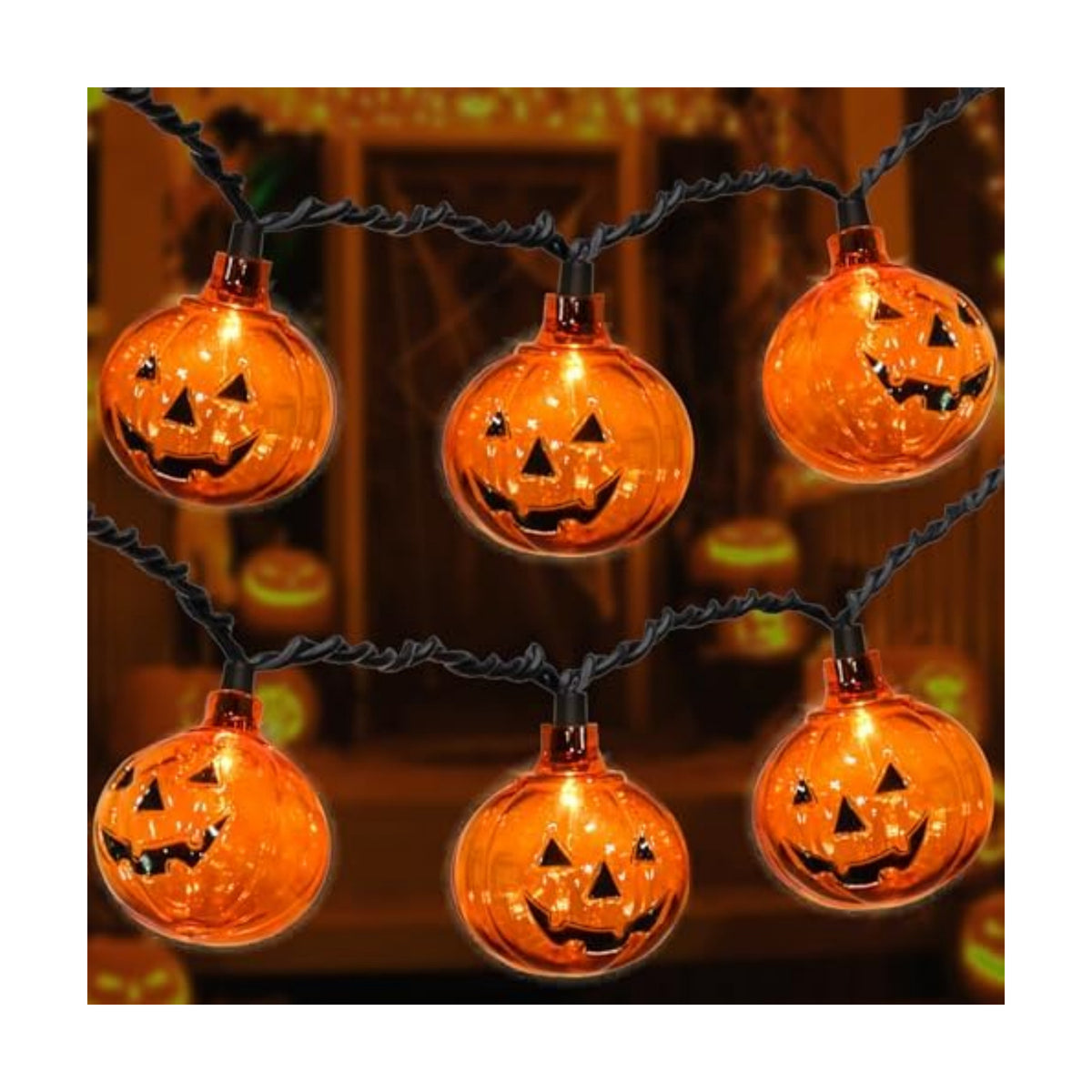 8.5FT LED Halloween Lights Pumpkin String Lights with 10 Smiling Jack O Lantern Pumpkin Lights, LED Jack O Lantern for Home Party Yard Porch Indoor Outdoor Halloween Decorations, 0.07W