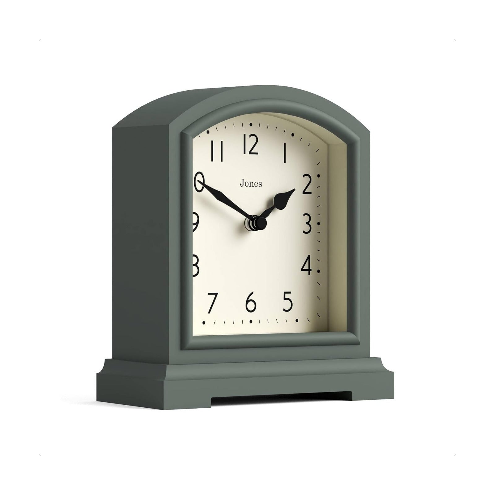 JONES CLOCKS® Tavern Mantel Clock | Modern Arch top Design | Asparagus Green | Contemporary Classic Style for Desk
