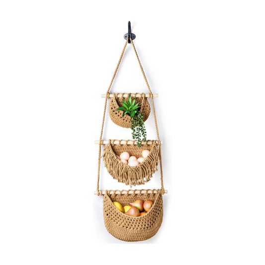 Wall Hanging Vegetable Fruit Baskets Cotton Woven Storage Baskets for Organizing