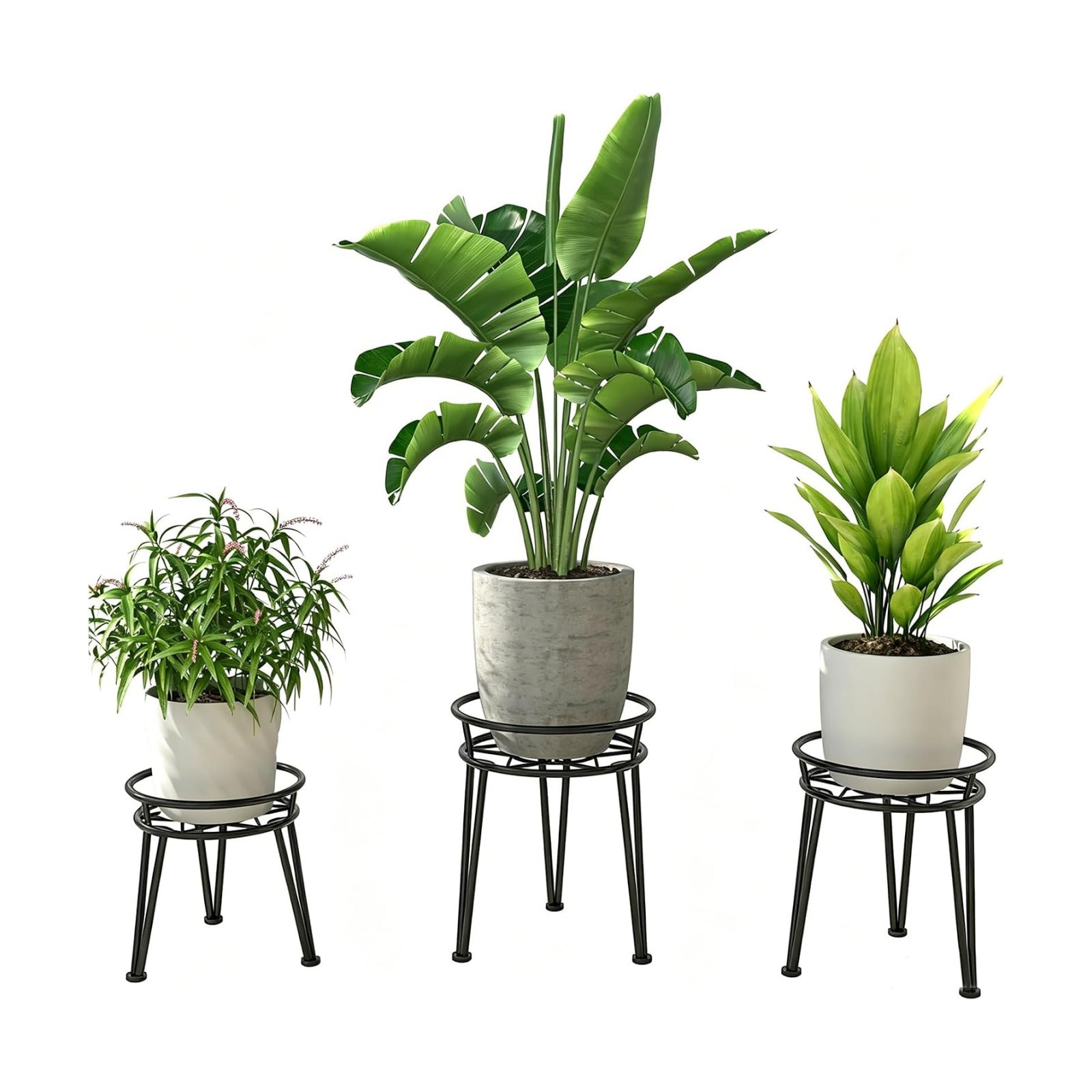 3Pack Metal Plant Stands Outdoor Indoor, Iron Flower Pot Stands | Anti-rust Outdoor Pot Stand for Plants Indoor, Round