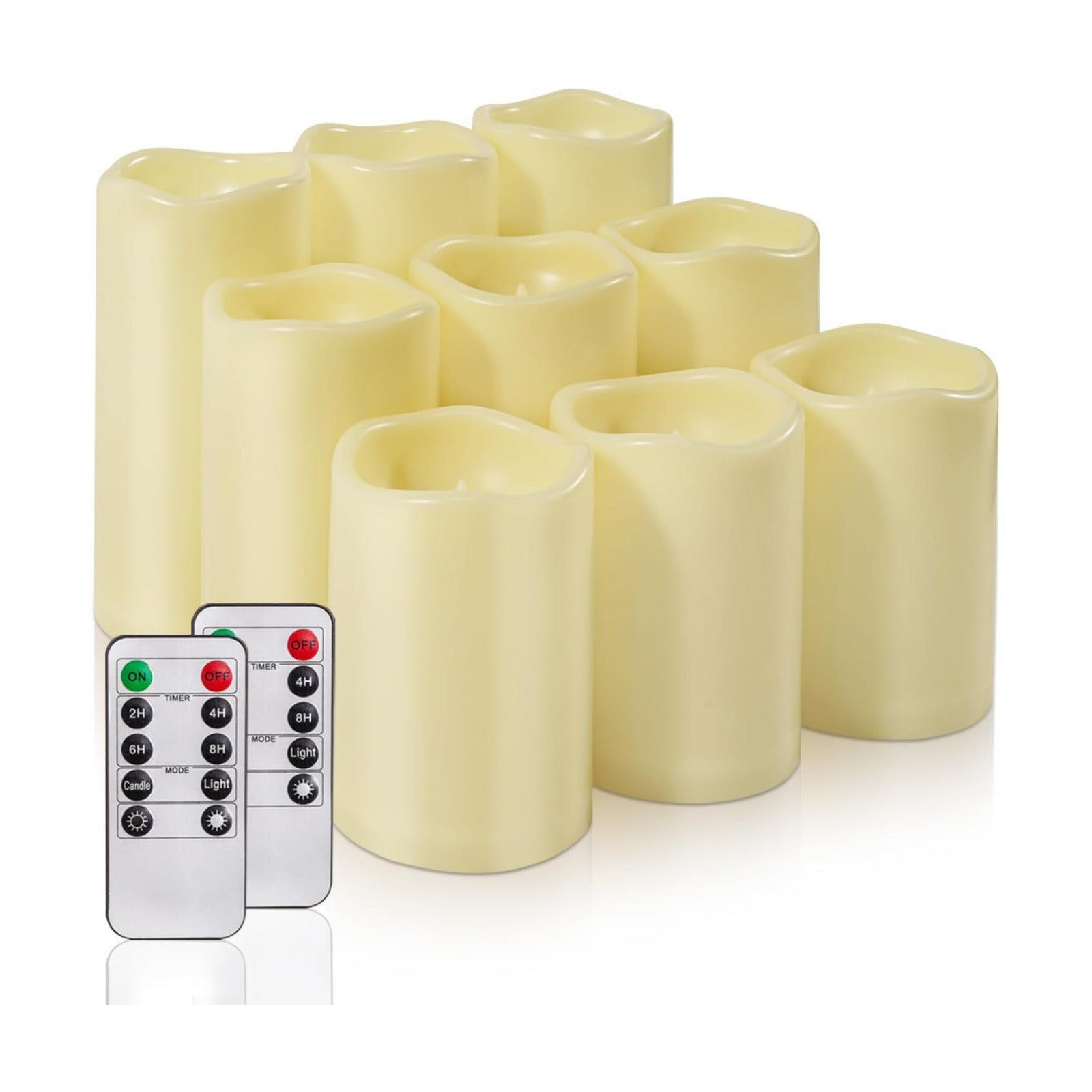 Homemory Outdoor Waterproof Flameless LED Candles with Remote Timer, 9 Pack | Battery operated flickering LED pillar c