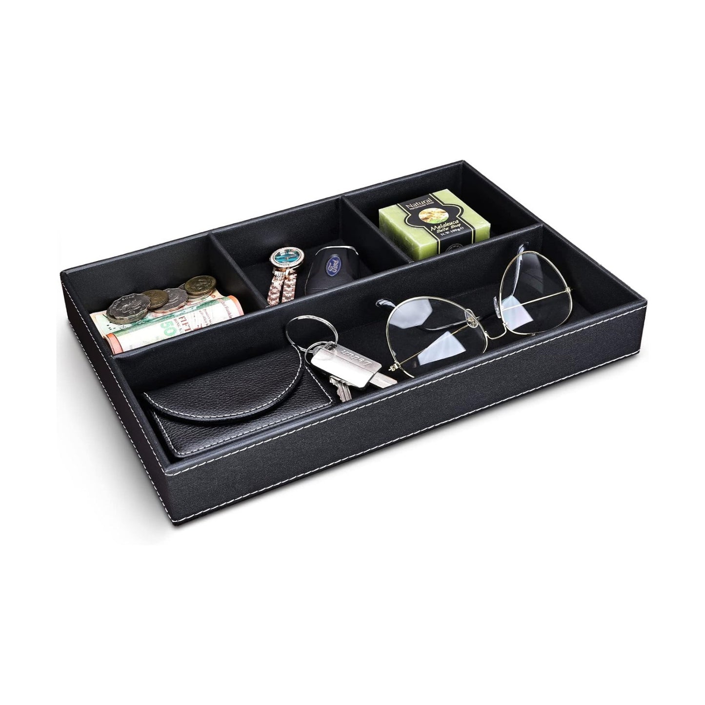 Faux Leather Valet Tray for Men / Black