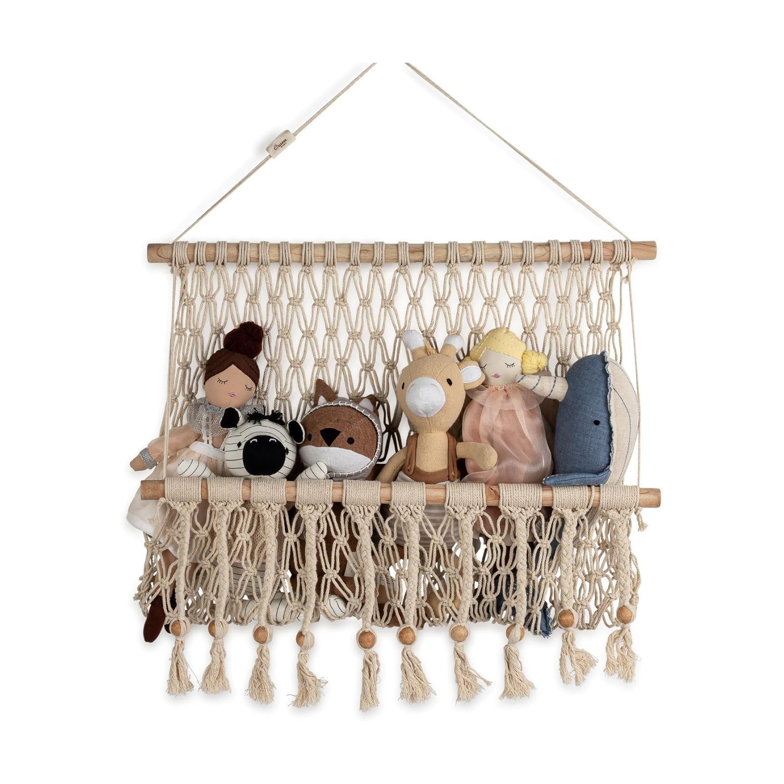 Willow Macrame Hanging Storage Bin / Beige
