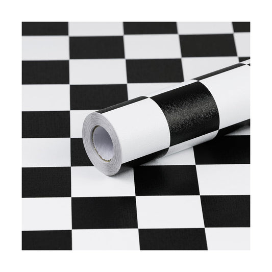 Checkerboard Peel and Stick Wallpaper Black White Peel and Stick Wall / 17.3 x 480 / Black/white