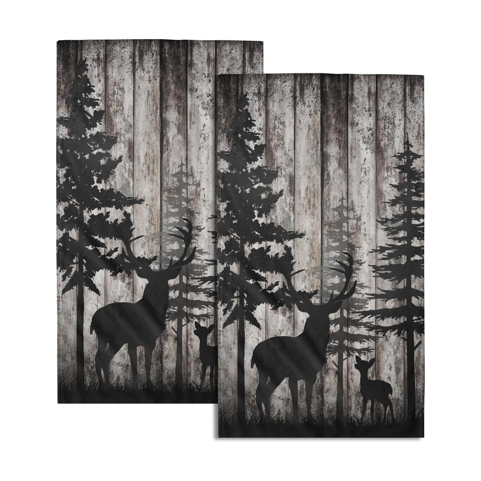 Giwawa Forest Deer Hand Towels Wildlife Animal Fingertip Towels Set of 2 Soft Guest Face Towel Bathroom Decorations