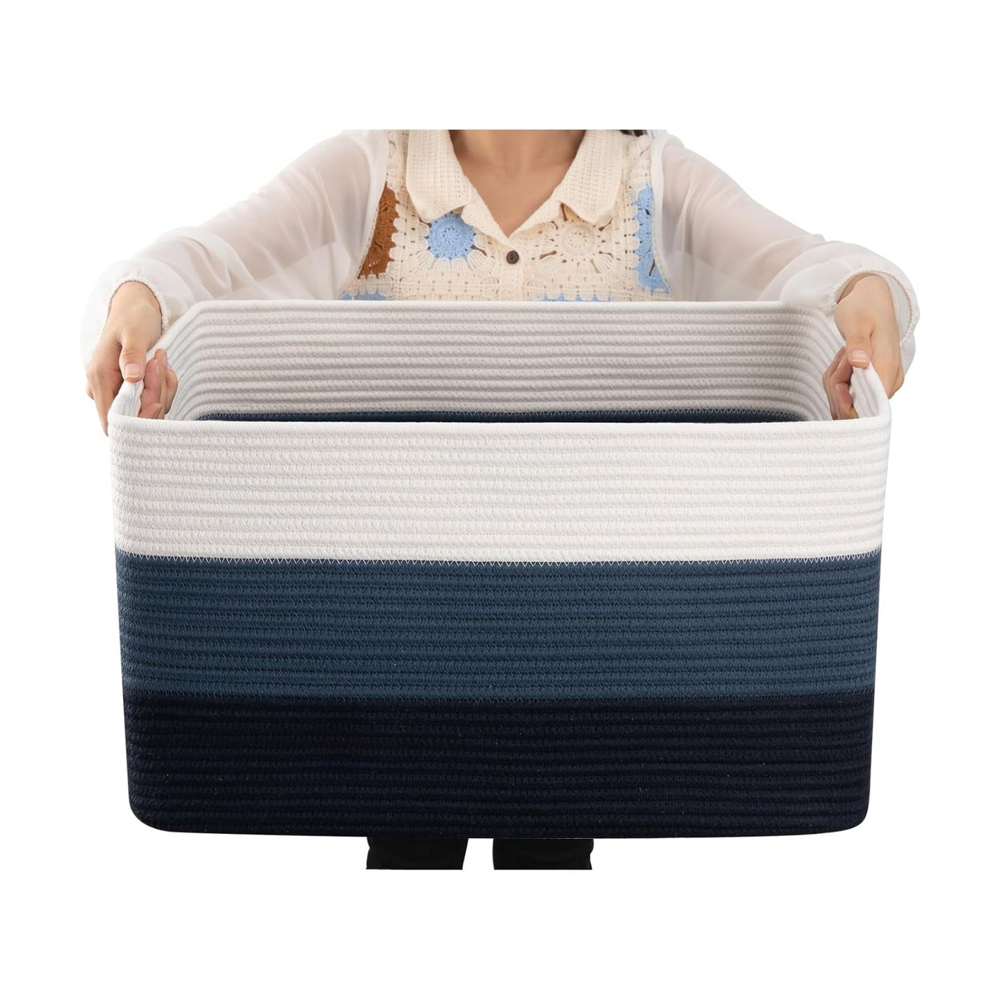 Rectangle Woven Baskets / Gradient Blue / 22 x 17 x 12
