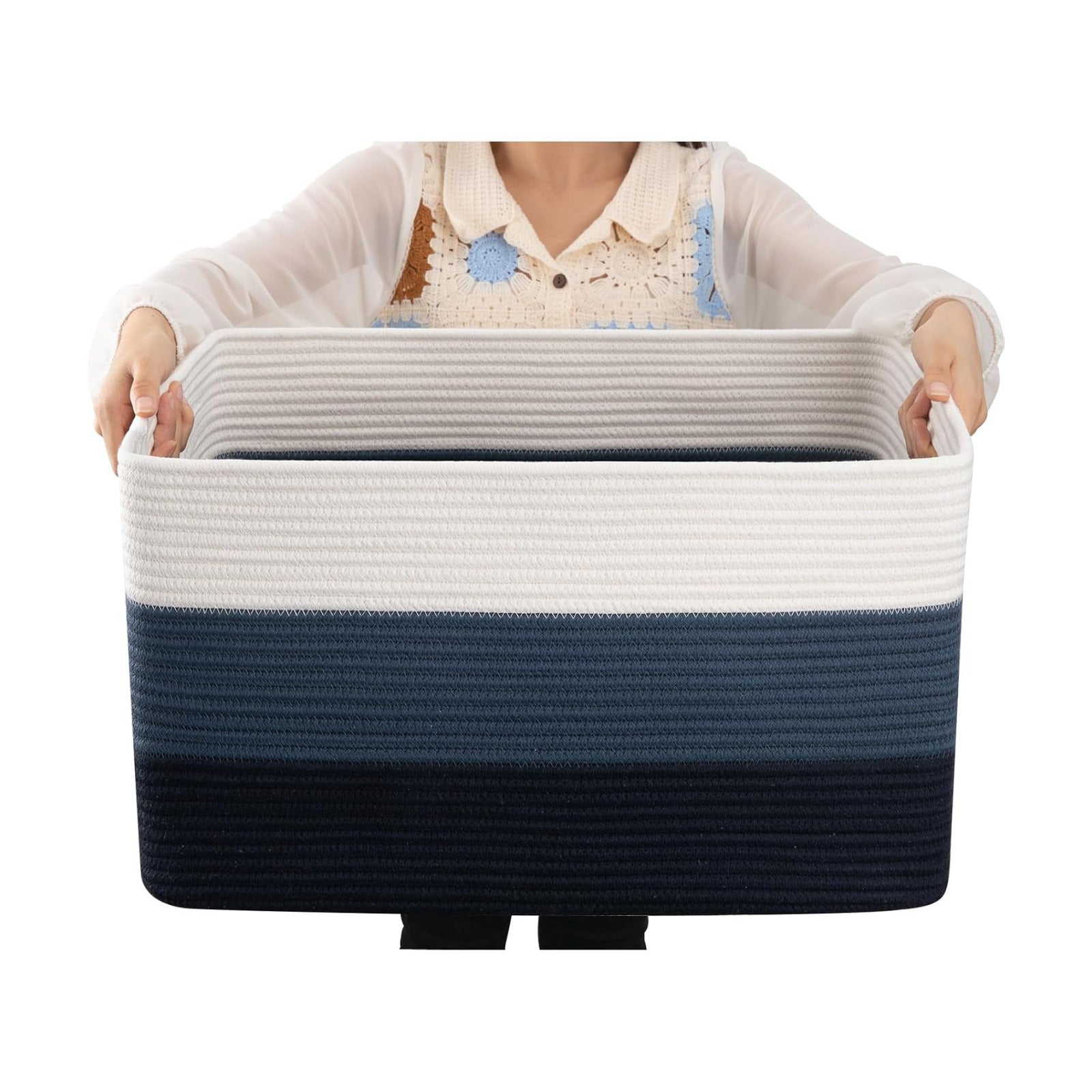 Rectangle Woven Baskets / Gradient Blue / 22 x 17 x 12