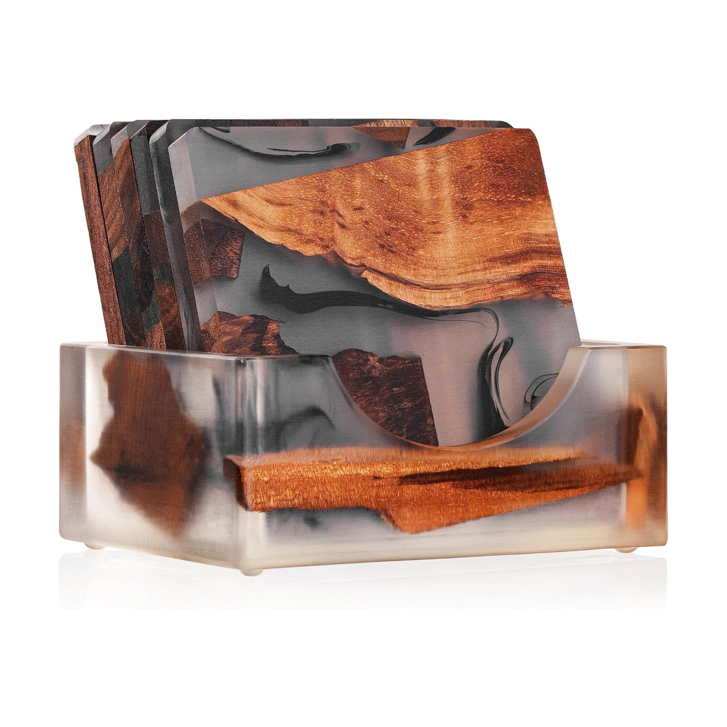 Holder / Walnut Coasters Set / Square