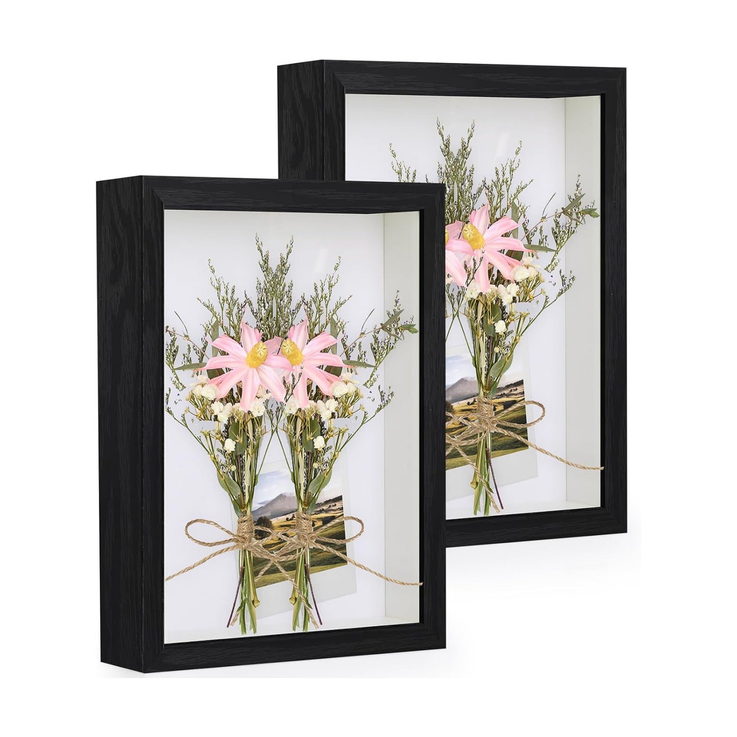 2pcs A4 Shadow Box Frame, 8x12 3D Picture Frame Display Cas with Real Transparent Glass for Photos, Memorabilia