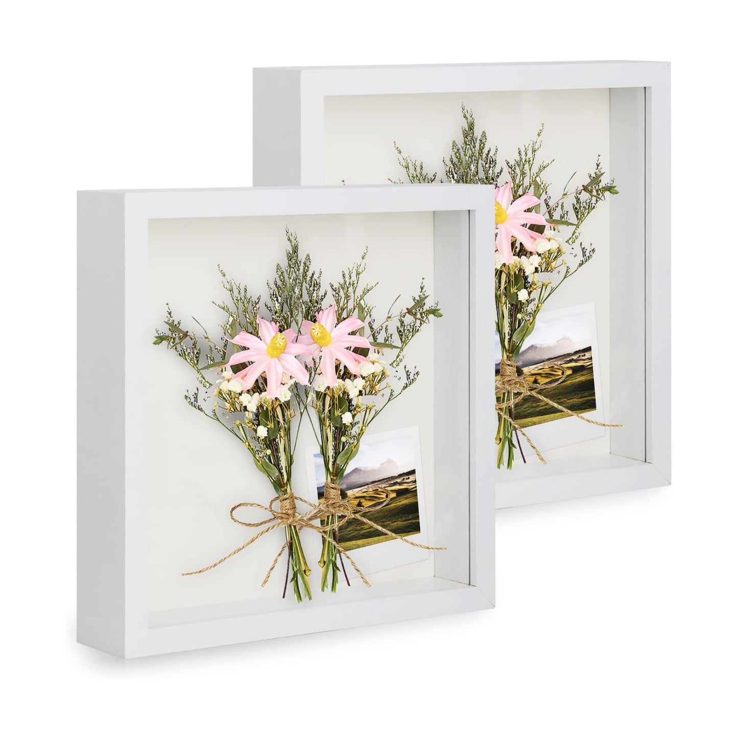 2pcs 12x12 Shadow Box Frame, 3D Picture Frame Display Cas with Real Transparent Glass for Photos, Memorabilia, Crafts