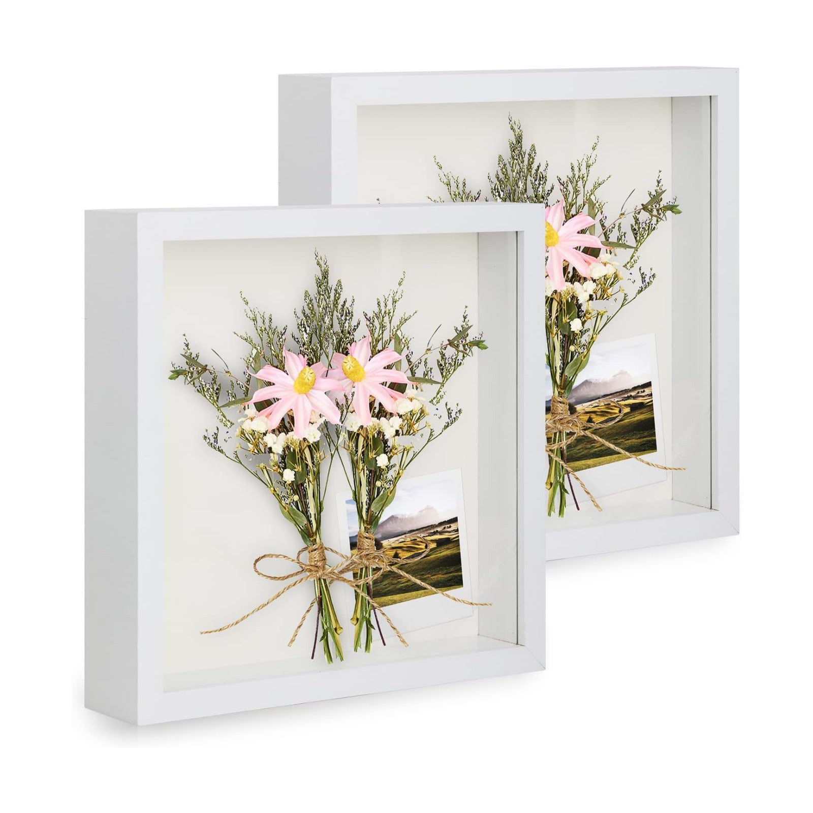 2pcs 12x12 Shadow Box Frame, 3D Picture Frame Display Cas with Real Transparent Glass for Photos, Memorabilia, Crafts