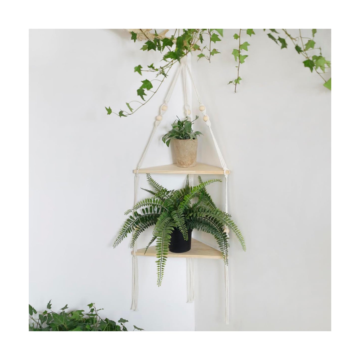 2 Tier Wood Floating Shelves / White - 2 Tier