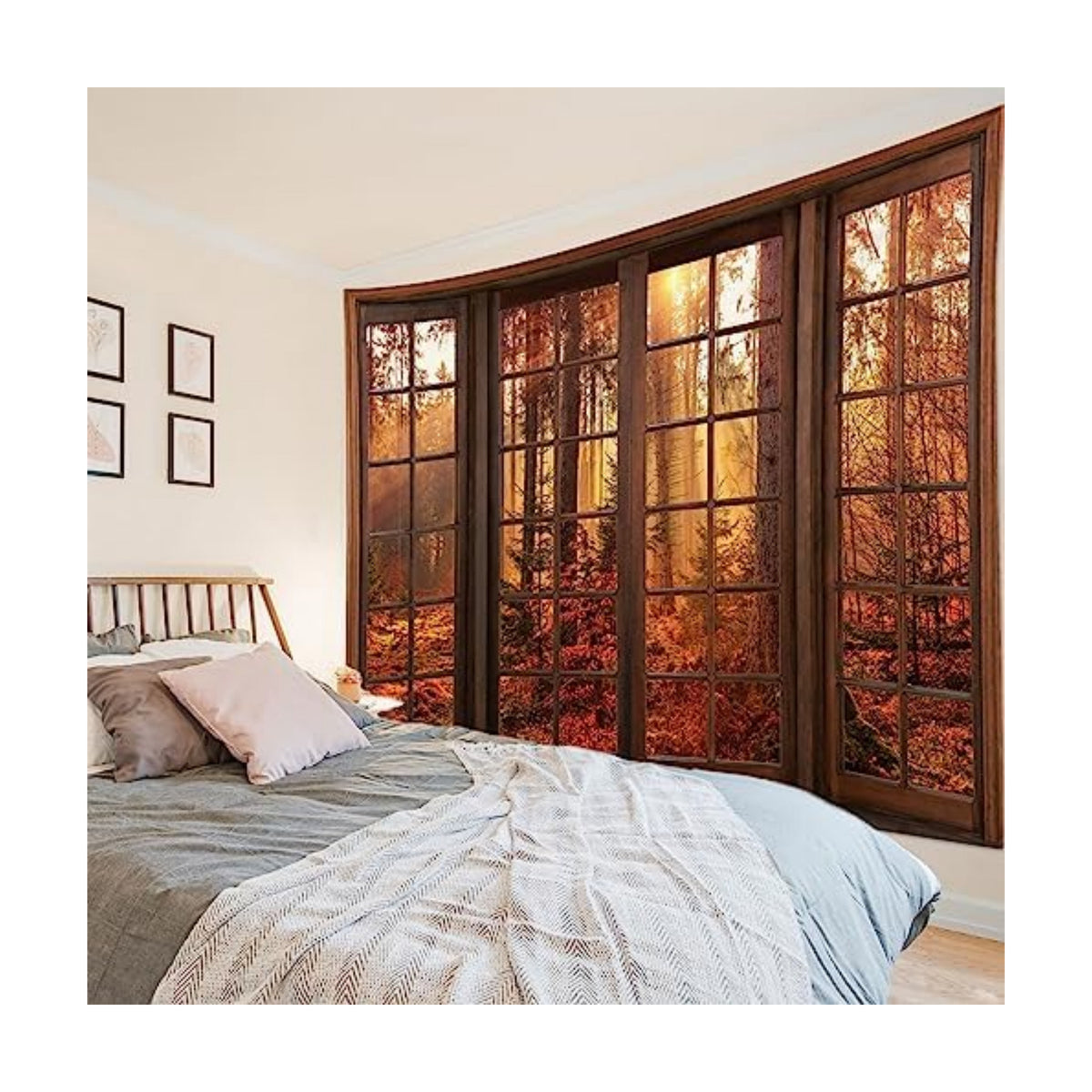 HVEST Forest Fall Tapestry for Bedroom Orange Decor,70.9L x 92.5W Inches
