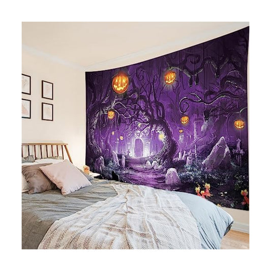 HVEST Spooky Halloween Tapestry Wall Hanging for Bedroom,70.9Lx92.5W Inches