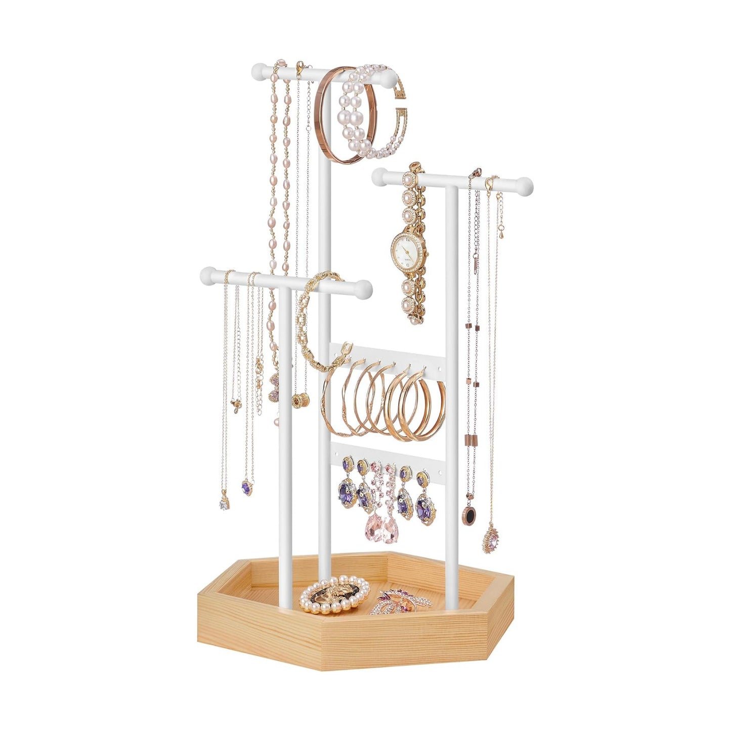 Metal Frame / Jewelry Holder / Matte White + Natural Beige