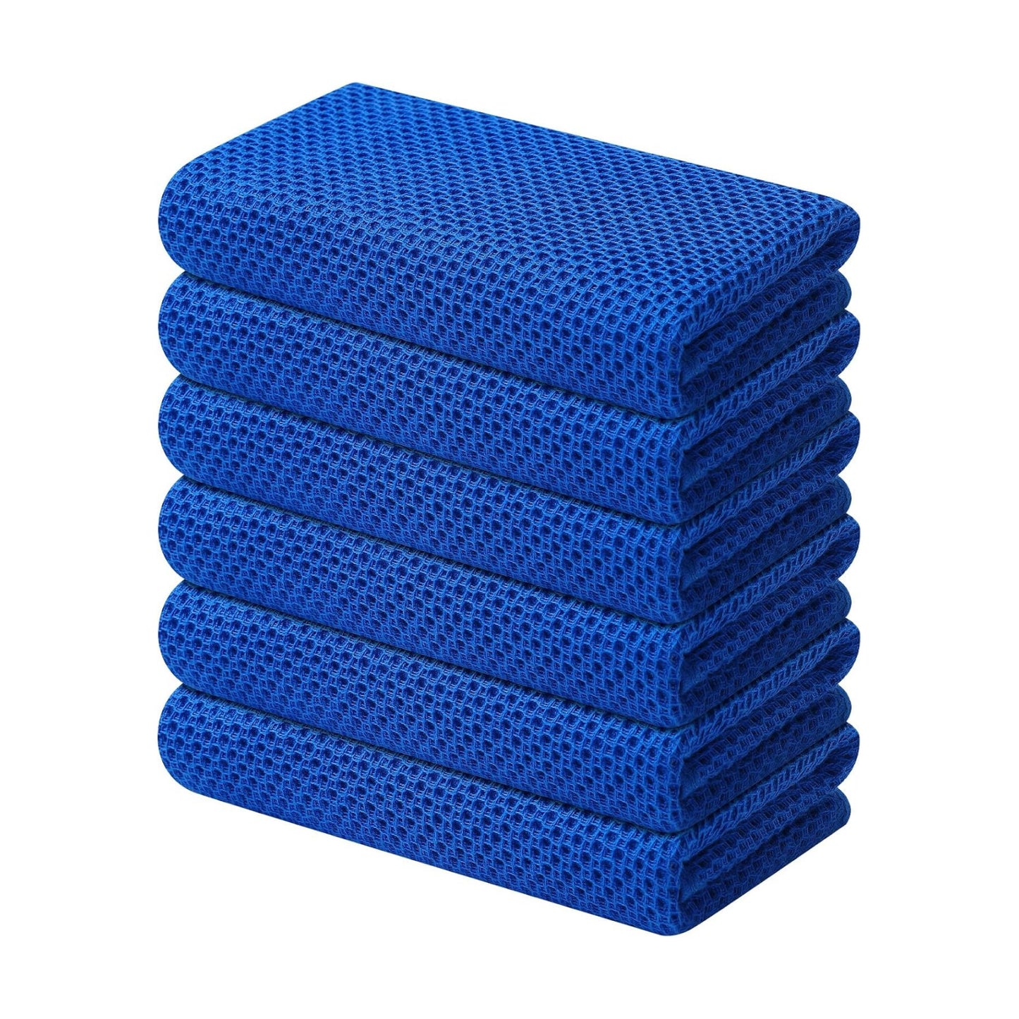 Kitinjoy 100% Cotton Waffle 6-Pack Kitchen Towels, 13" x 28", Blueberry | Super Soft, Ultra-Absorbent, Fast Drying