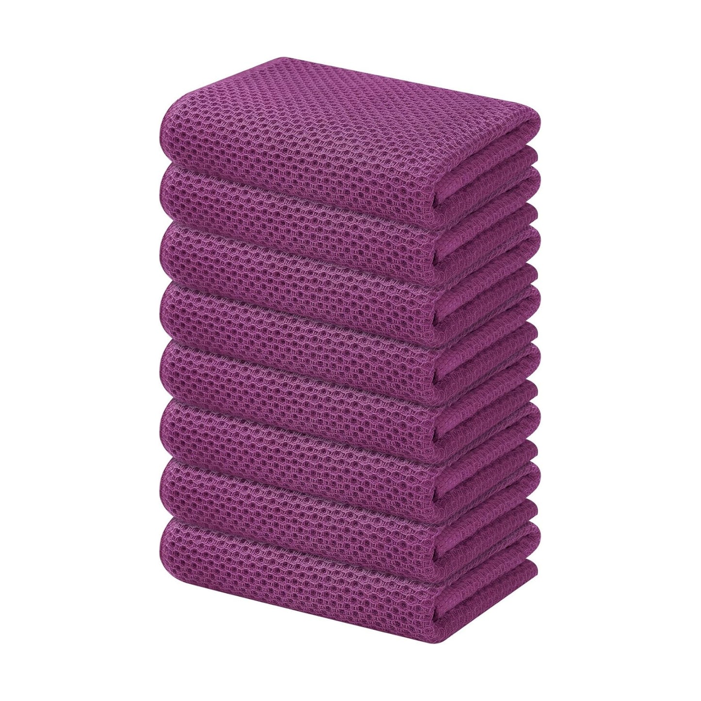 Kitinjoy 100% Cotton Waffle 8-Pack Kitchen Towels, 13" x 28", Violet | Super Soft, Ultra-Absorbent, Fast Drying