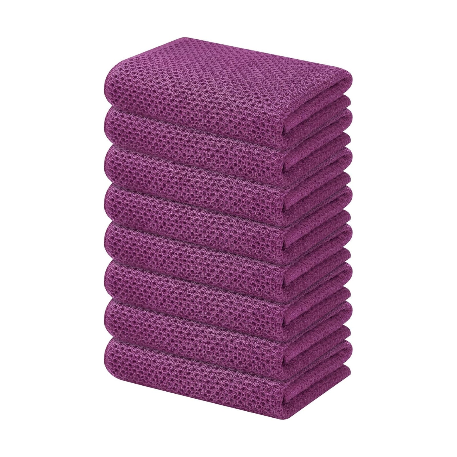 Kitinjoy 100% Cotton Waffle 8-Pack Kitchen Towels, 13" x 28", Violet | Super Soft, Ultra-Absorbent, Fast Drying