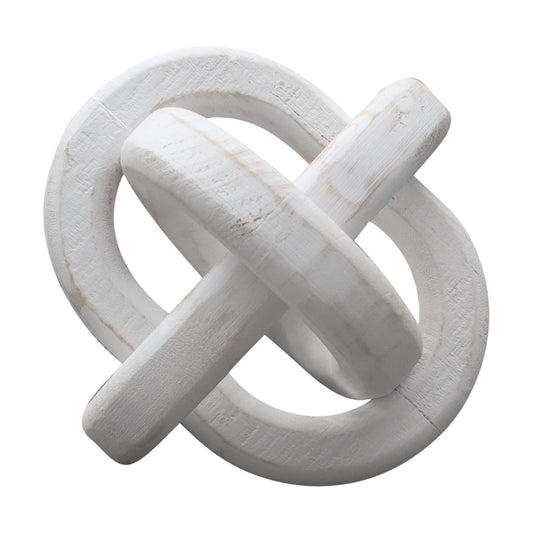Tray Accent / Hand Carved Wood Chain Decor / White