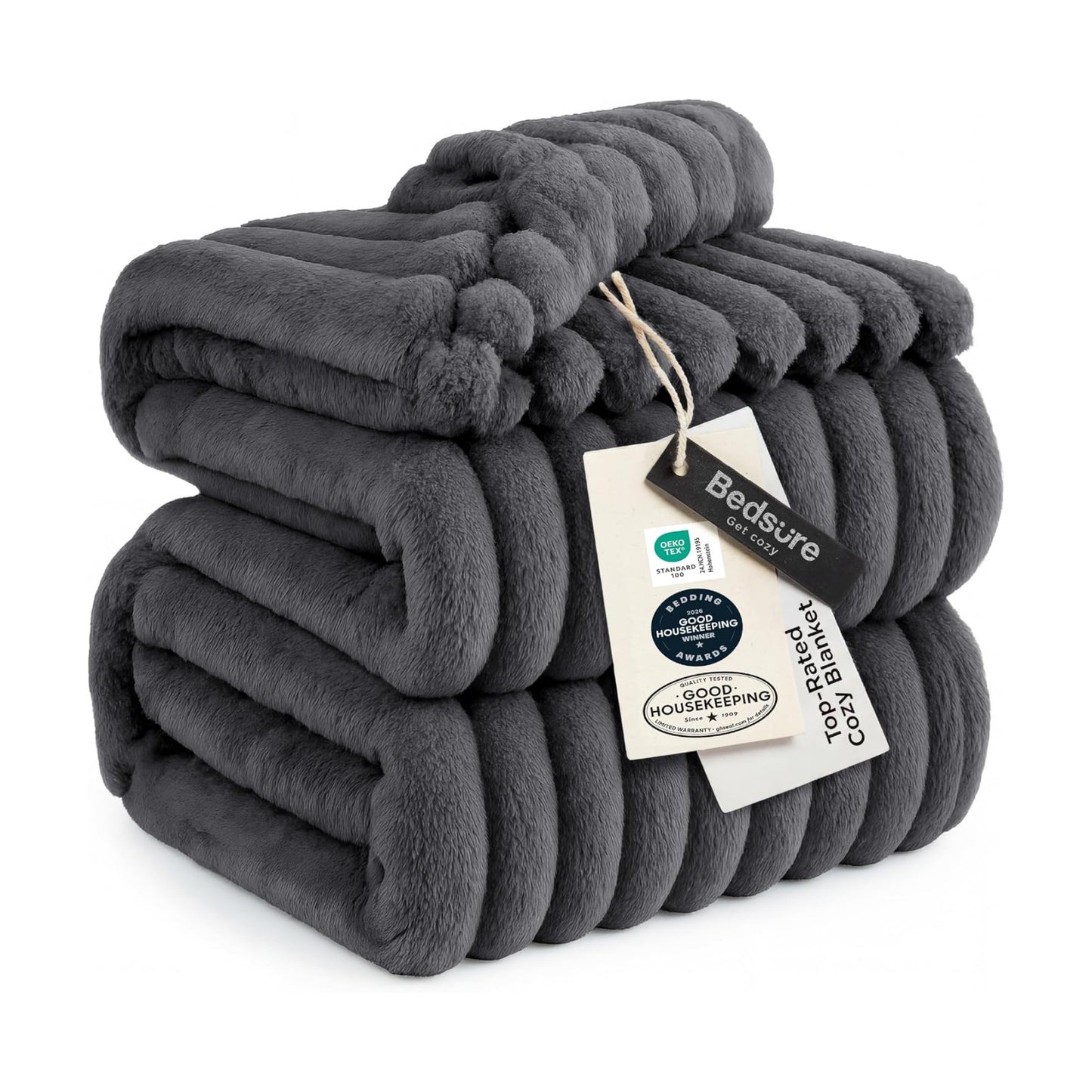 Bedsure Soft King Size Blankets for Bed Grey 108"x90"