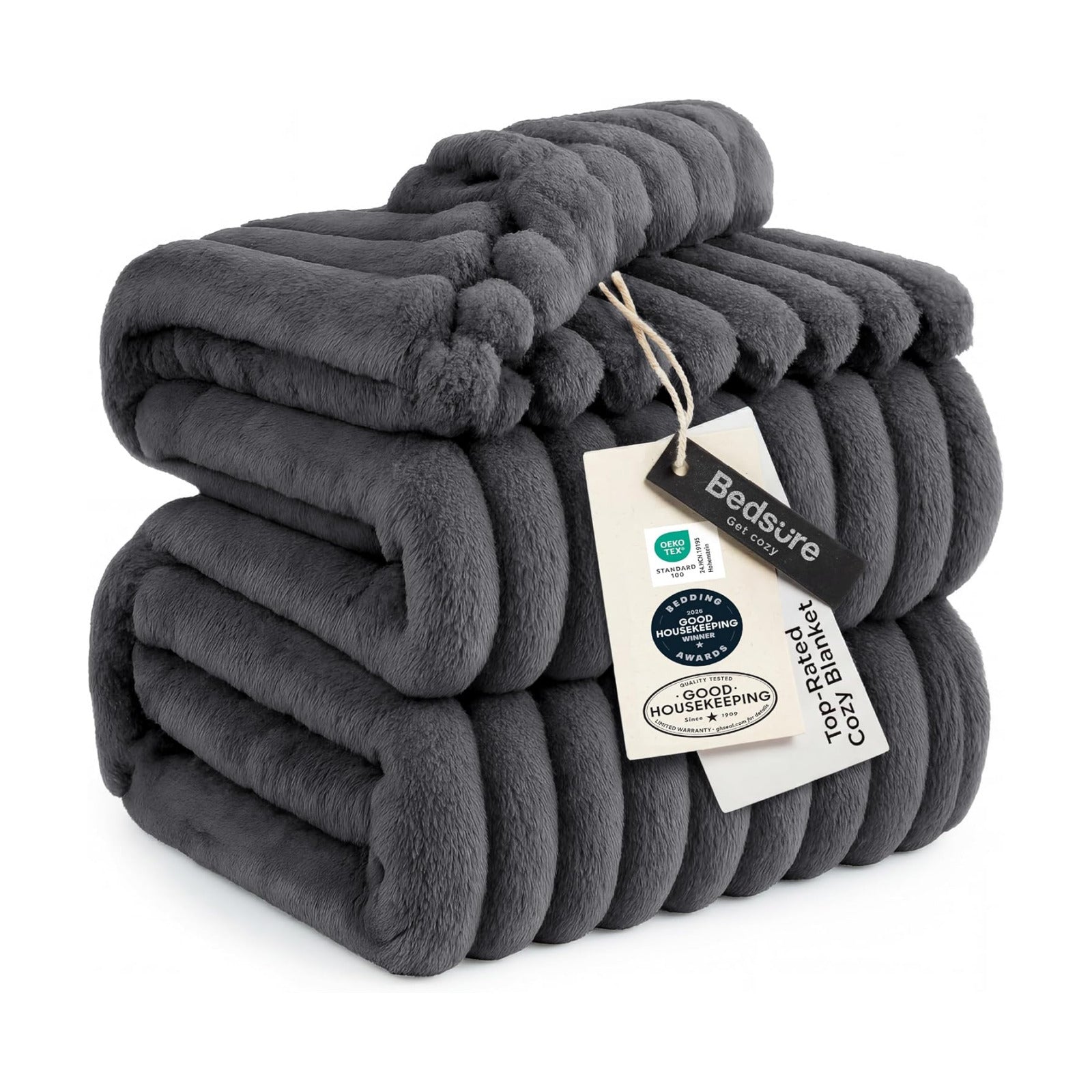 Bedsure Soft King Size Blankets for Bed Grey 108"x90"