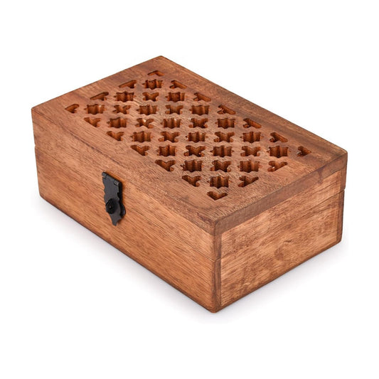 Hinged Lid Wooden Storage Box / 8 x 5 x 3