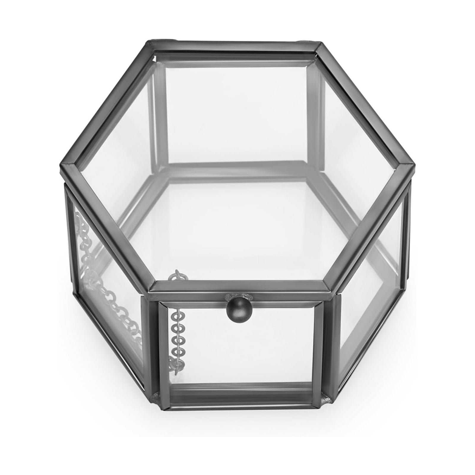 Hexagonal Jewelry Display Organizer Keepsake Box Home Decorative Box Case / Small / Black