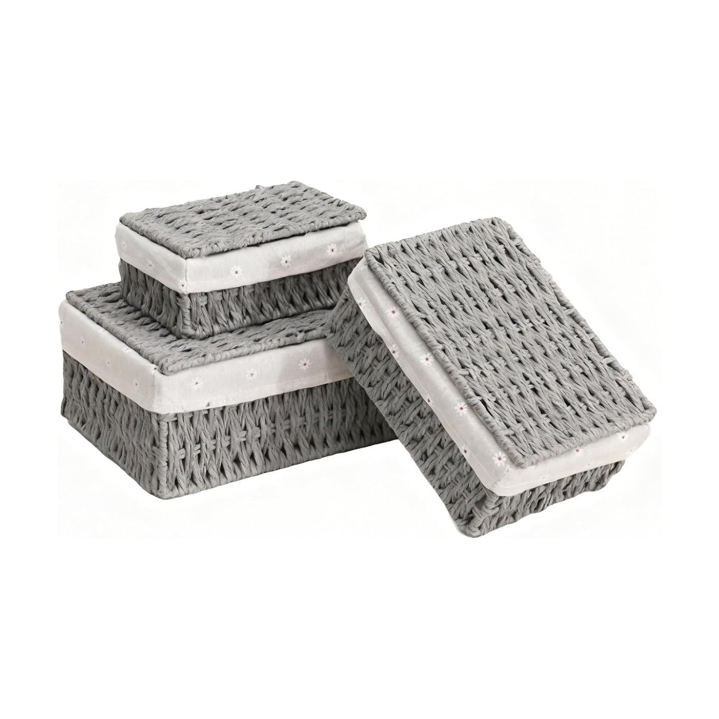 Woven Storage Basket / Grey / 7 x 4.3 x 3