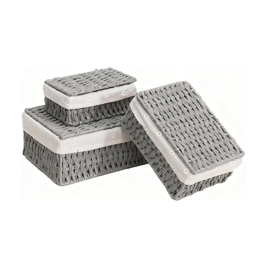 Woven Storage Basket / Grey / 7 x 4.3 x 3