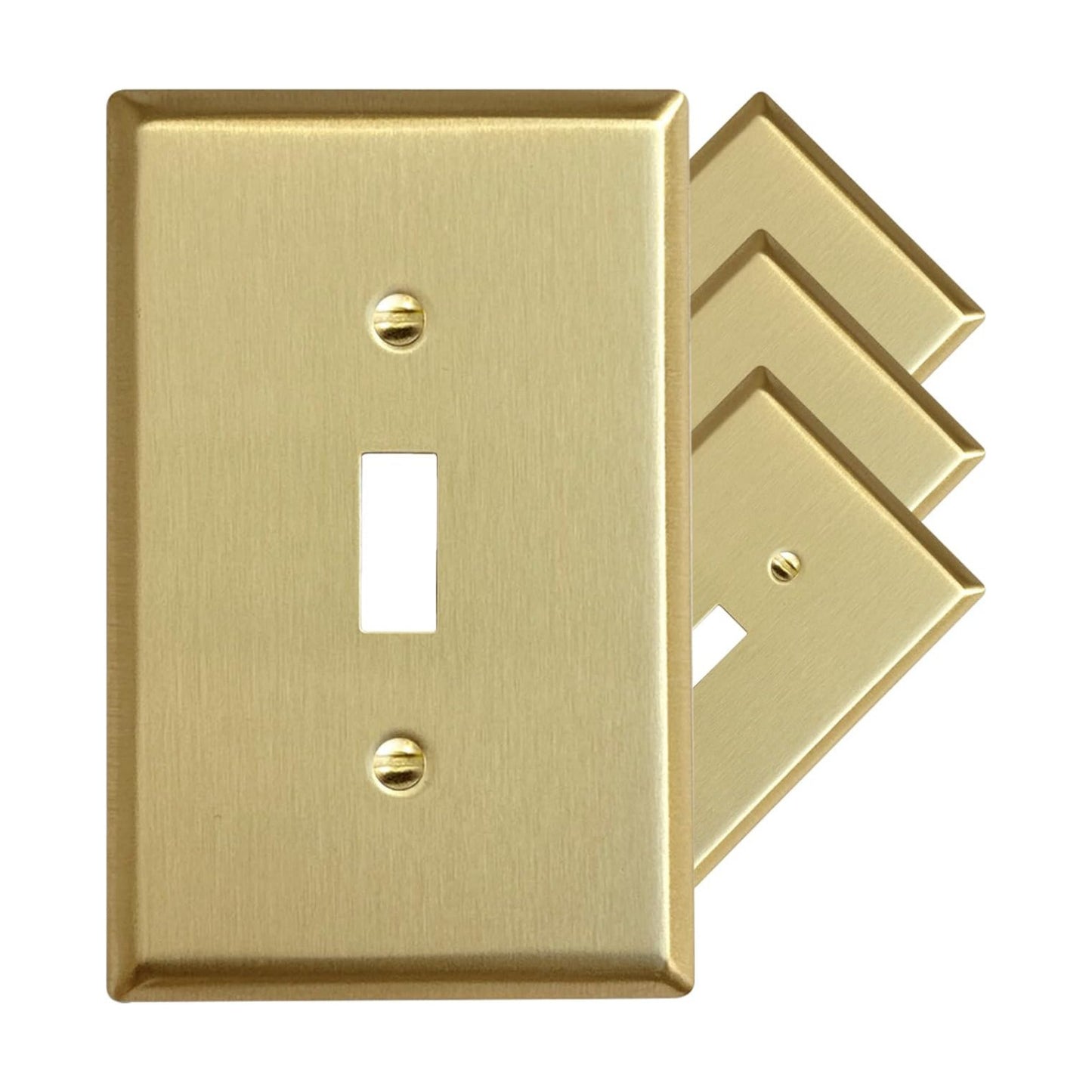 Rio Salto BRASS Decorative Brushed Brass Gold Light Switch Cover Plate Toggle Switch Plate Flip Switch 4 Pack 1 Gang