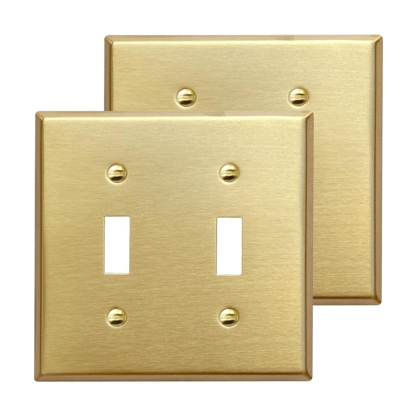 Rio Salto MIDSIZE BRASS Signature Collection Decorative Brushed Brass Gold Metal Outlet Covers, Light Switch Cover