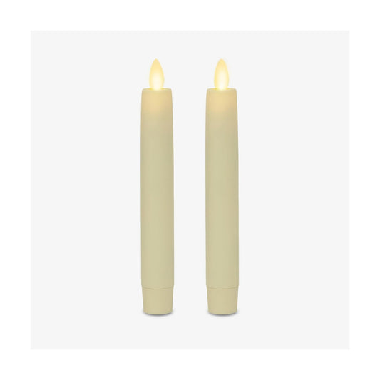 Luminara - Flameless Battery Operated Taper Candle - Ivory - Pack of 2-1x6 inch - LED Flickering Flame - Realistic Safe