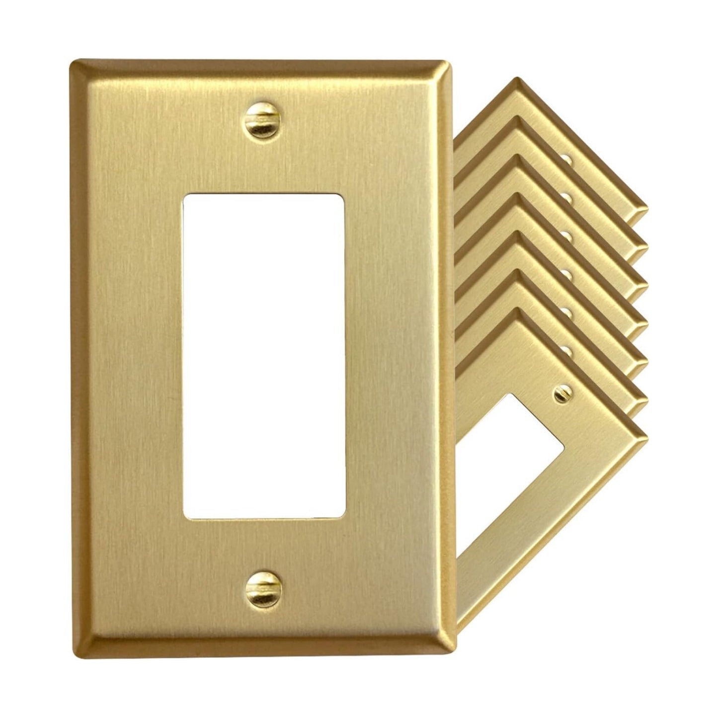 Rio Salto BRASS Gold Light Switch Cover Plate Outlet Covers 8 Pack Brushed Brass Rocker Switch Plate Decorator Paddle