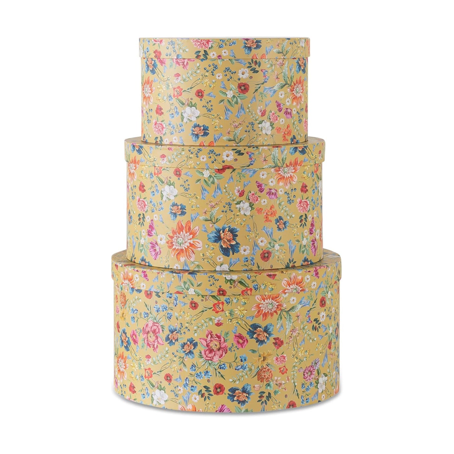 Round Hat Boxes / Botanica Bliss Gold / Set of 3