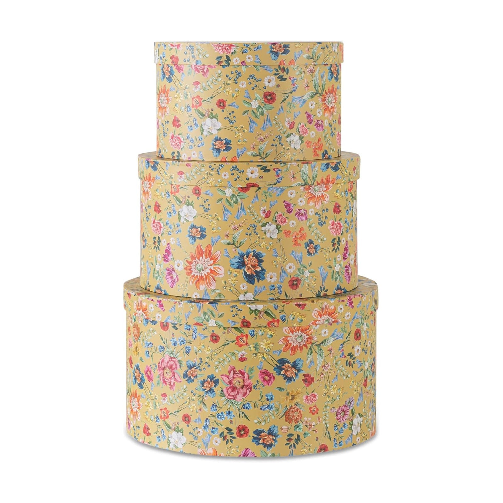 Round Hat Boxes / Botanica Bliss Gold / Set of 3
