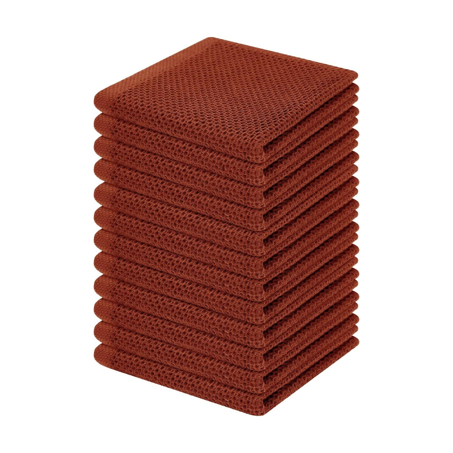 Homaxy 100% Cotton Waffle Weave Kitchen Dish Cloths 12-Pack, Rust | 12 x 12 Inches, Ultra Soft Absorbent Dish Towels
