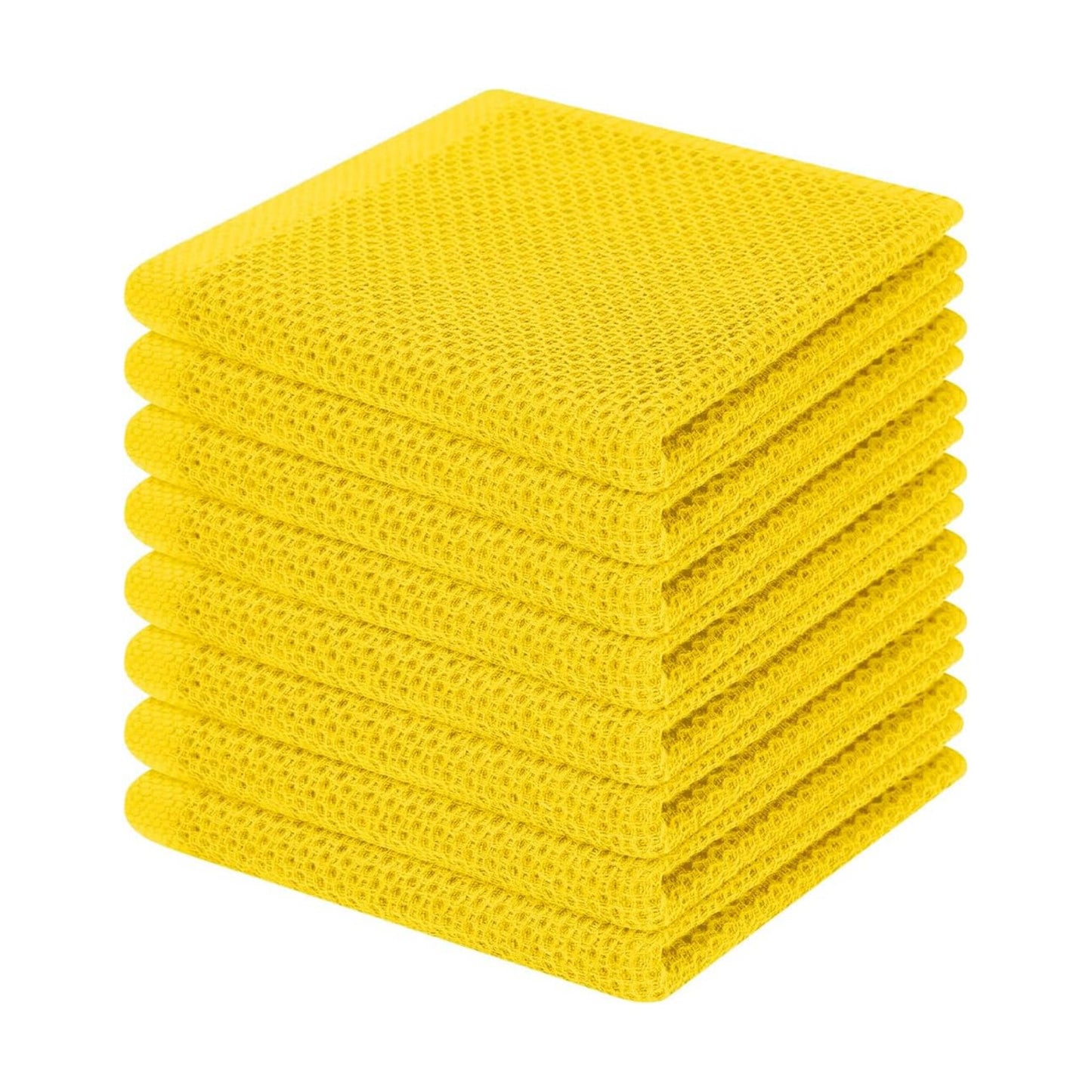 Homaxy 100% Cotton Waffle Weave Kitchen Dish Cloths 8-Pack, Yellow | 12 x 12 Inches, Ultra Soft Absorbent Dish Towels