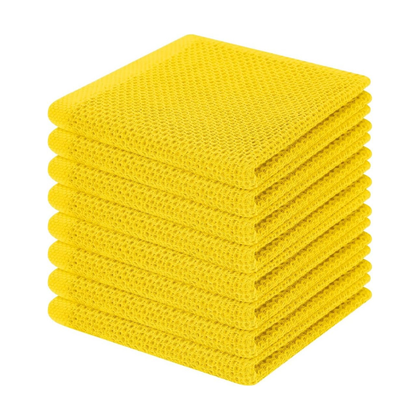 Homaxy 100% Cotton Waffle Weave Kitchen Dish Cloths 8-Pack, Yellow | 12 x 12 Inches, Ultra Soft Absorbent Dish Towels