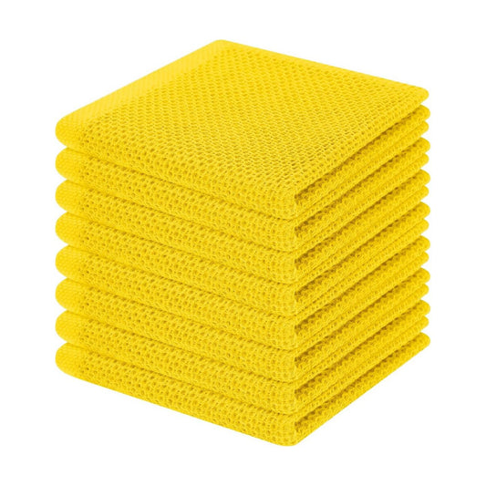 Homaxy 100% Cotton Waffle Weave Kitchen Dish Cloths 8-Pack, Yellow | 12 x 12 Inches, Ultra Soft Absorbent Dish Towels