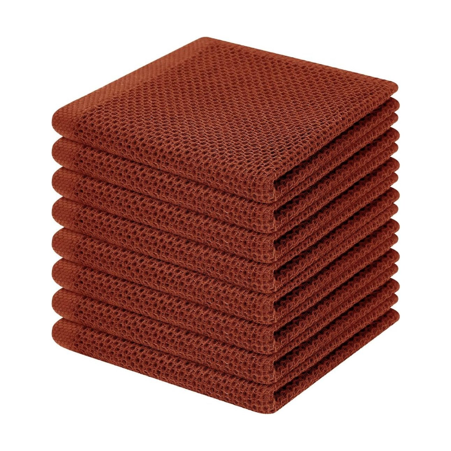 Homaxy 100% Cotton Waffle Weave Kitchen Dish Cloths 8-Pack, Rust | 12 x 12 Inches, Ultra Soft Absorbent Dish Towels