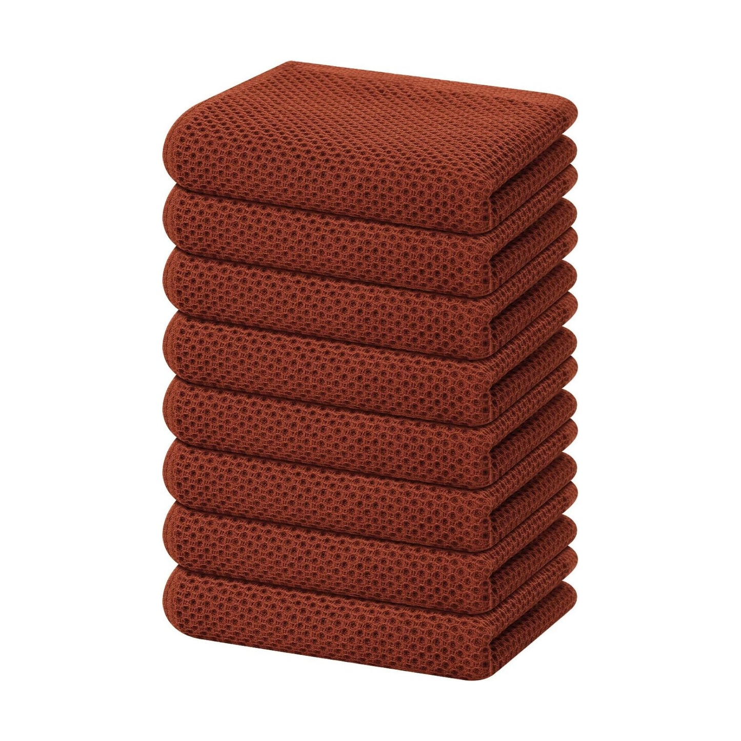 Homaxy 100% Cotton Waffle Weave Kitchen Dish Towels 8-Pack, Rust | 13 x 28 Inches, Ultra Soft Absorbent Dish Towels