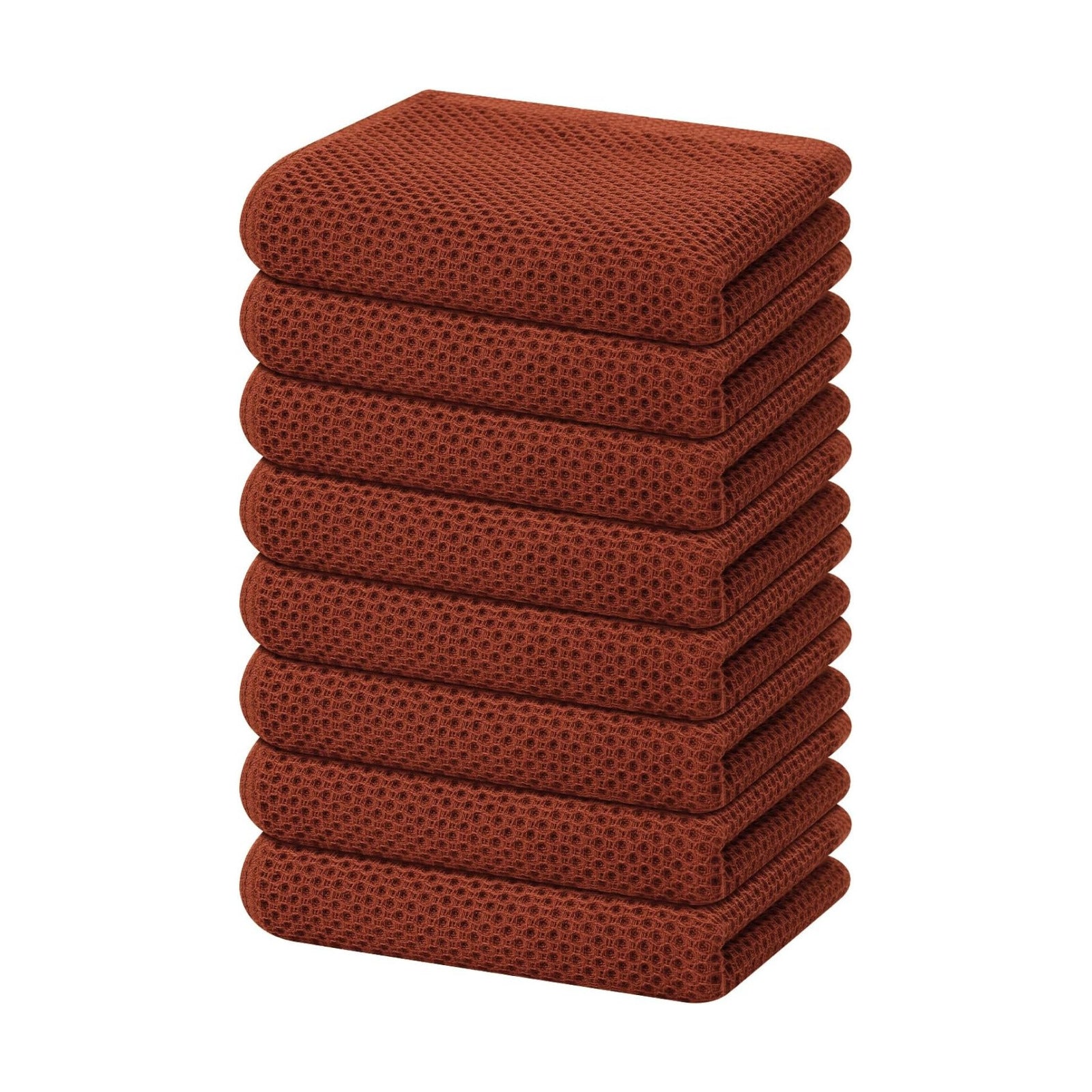 Homaxy 100% Cotton Waffle Weave Kitchen Dish Towels 8-Pack, Rust | 13 x 28 Inches, Ultra Soft Absorbent Dish Towels