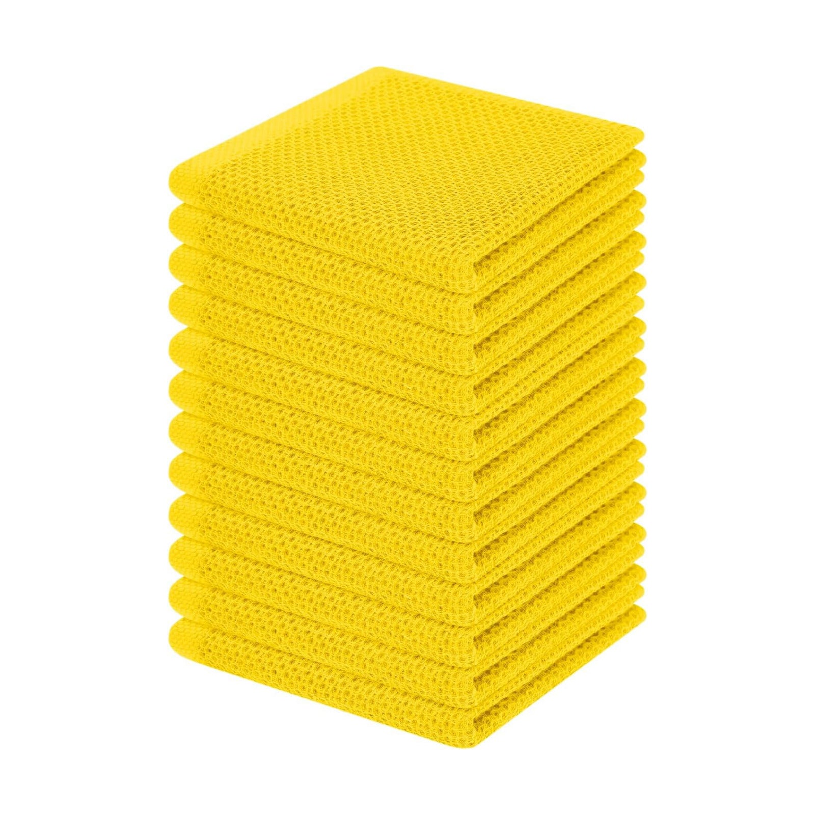 Homaxy 100% Cotton Waffle Weave Kitchen Dish Cloths 12-Pack, Yellow | 12 x 12 Inches, Ultra Soft Absorbent Dish Towels