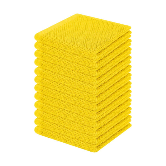 Homaxy 100% Cotton Waffle Weave Kitchen Dish Cloths 12-Pack, Yellow | 12 x 12 Inches, Ultra Soft Absorbent Dish Towels