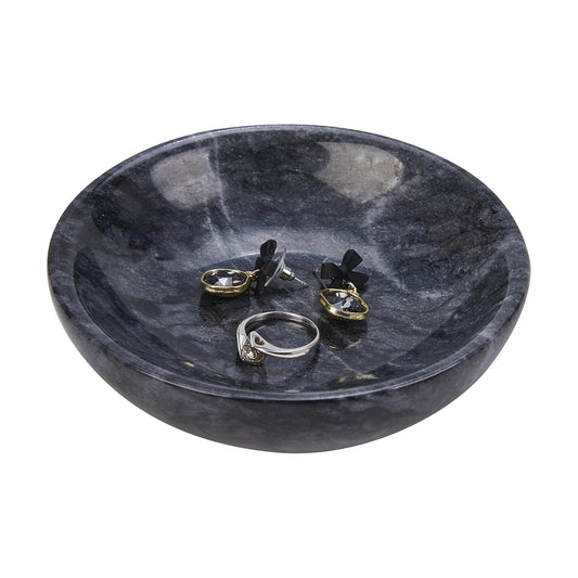 Small Natural Marble Decorative Bowl Key Holder / Black