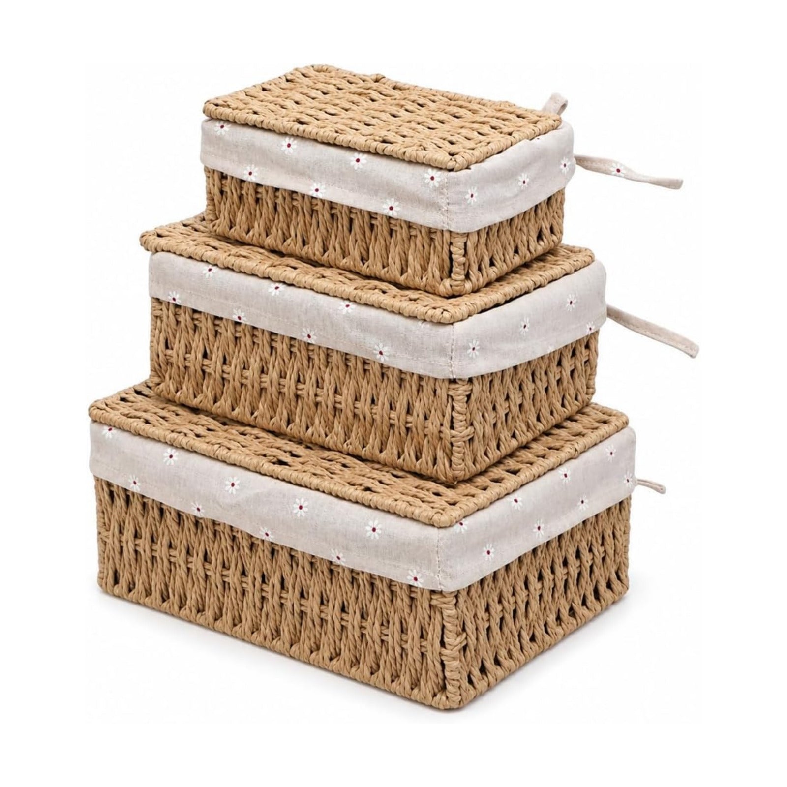 Nesting Woven Wicker Baskets / Khaki / Set of 3
